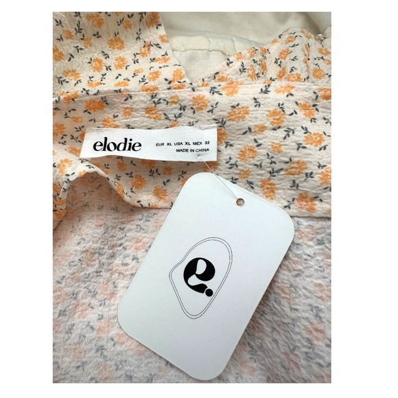 NWT Elodie Long Sleeve Yellow Floral Cropped Off-Shoulder Blouse Top, Size XL - Picture 6 of 6